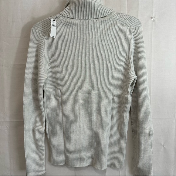 Banana Republic Women’s Modal Long Sleeve Textured Turtleneck Sweater Cream Med - Picture 4 of 6